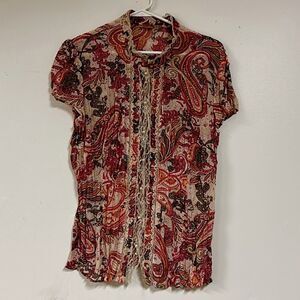 Women’s Size XL Paisley Button Up Blouse Top by Faded Glory